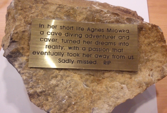 Plaque for Agnes Milowka by Victorian Speleological Association, 2013